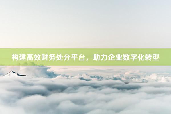 构建高效财务处分平台,助力企业数字化转型