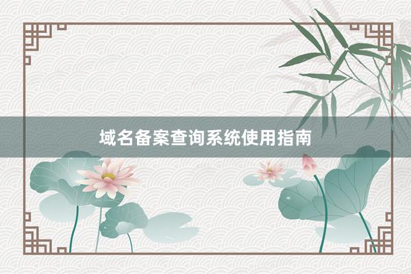 域名备案查询系统使用指南