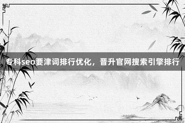 专科seo要津词排行优化,晋升官网搜索引擎排行