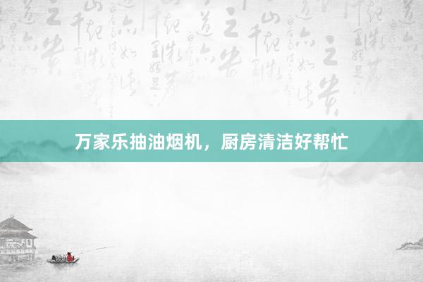 万家乐抽油烟机，厨房清洁好帮忙